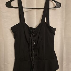 Black Lace-Up Women's Top
